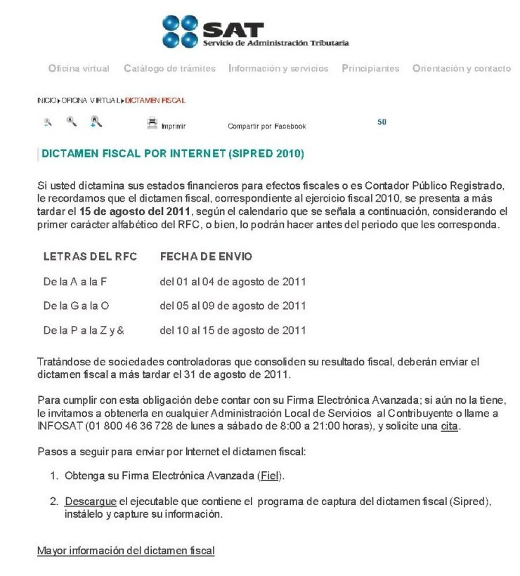 Oficina Virtual - Dictamen Fiscal por Internet